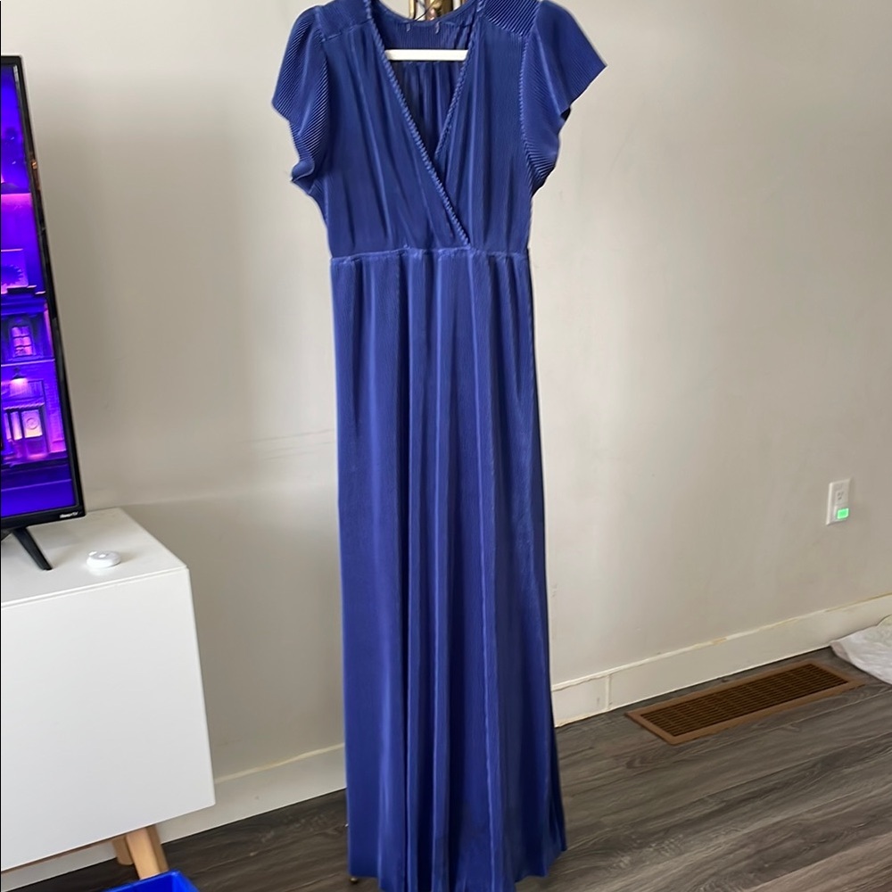 Baltic Born Elegant Royal Blue Maxi Faux Wrap Dress